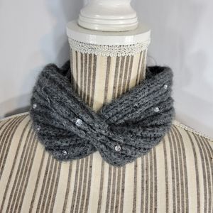 Old Navy Grey w/Sequin & Gem Accents Hair Band Hat One Size